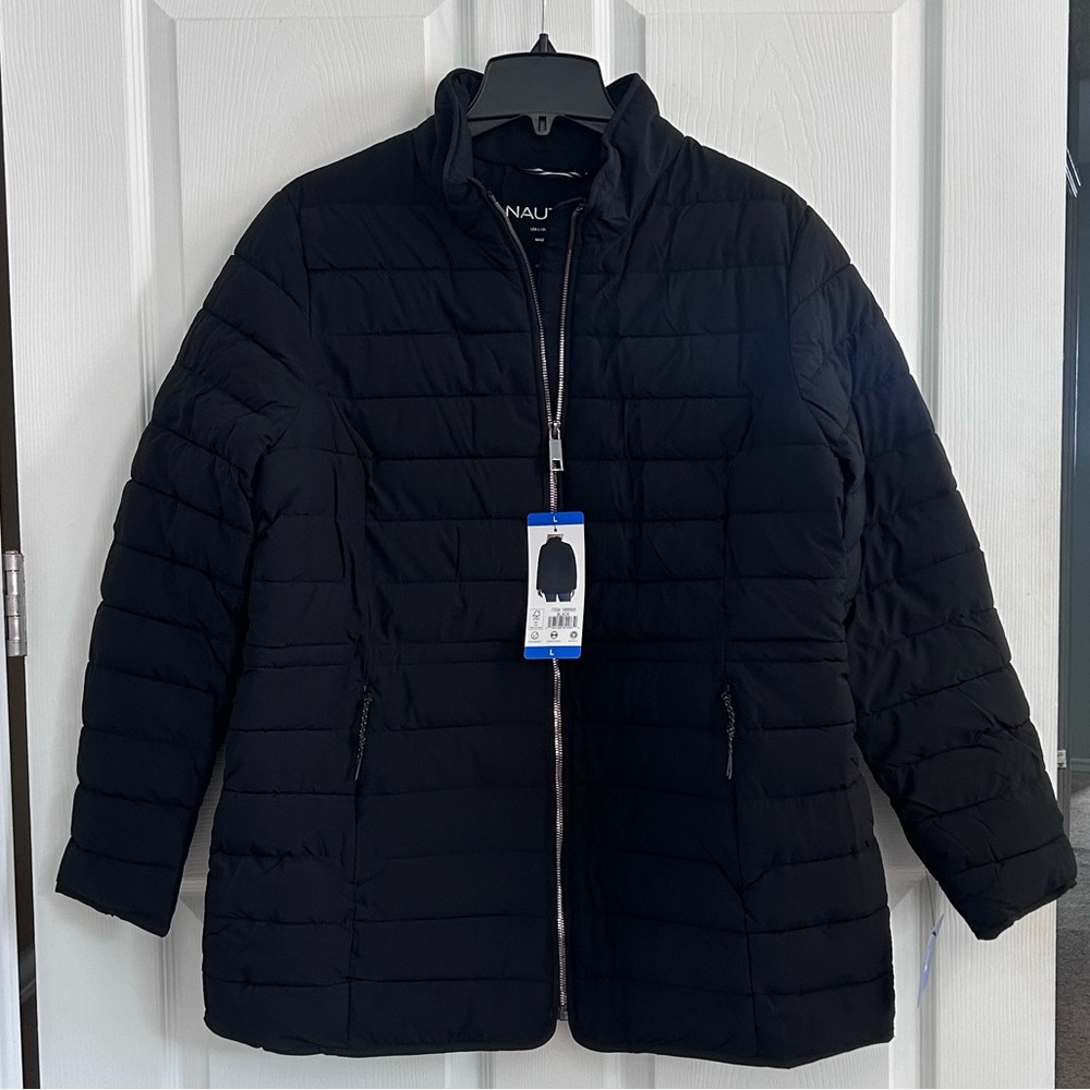 Nautica Women's Water Resistant Black Coat Size Large Brand New